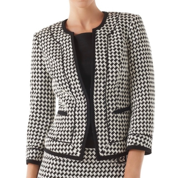 WHITE HOUSE BLACK MARKET houndstooth Jacket Sz 10 - Picture 2 of 8